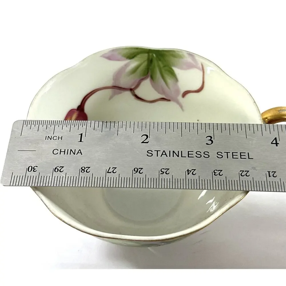 Vintage Wood Rose Hawaii Tea Cup & Saucer Hand Painted Floral Gold Trim Japan
